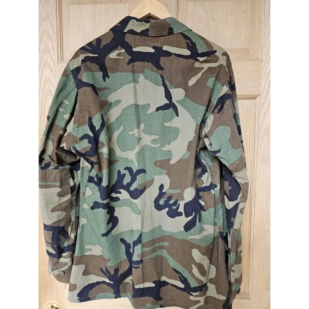 US Military BDU Jacket‎ Coat Combat Woodland Camo Medium Long USGI Army USMA